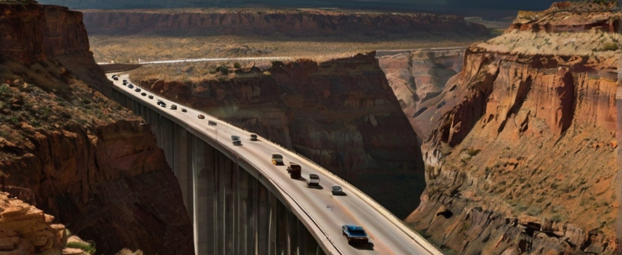 Die Brücke einer Interstäte über eine Schlucht