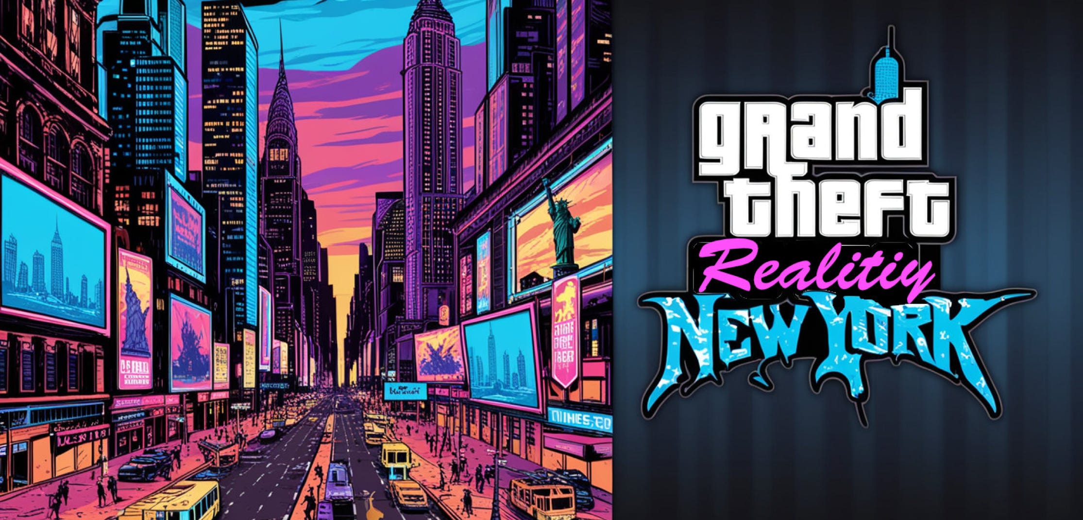 New York City Times Square im Comic Stil von GTA 