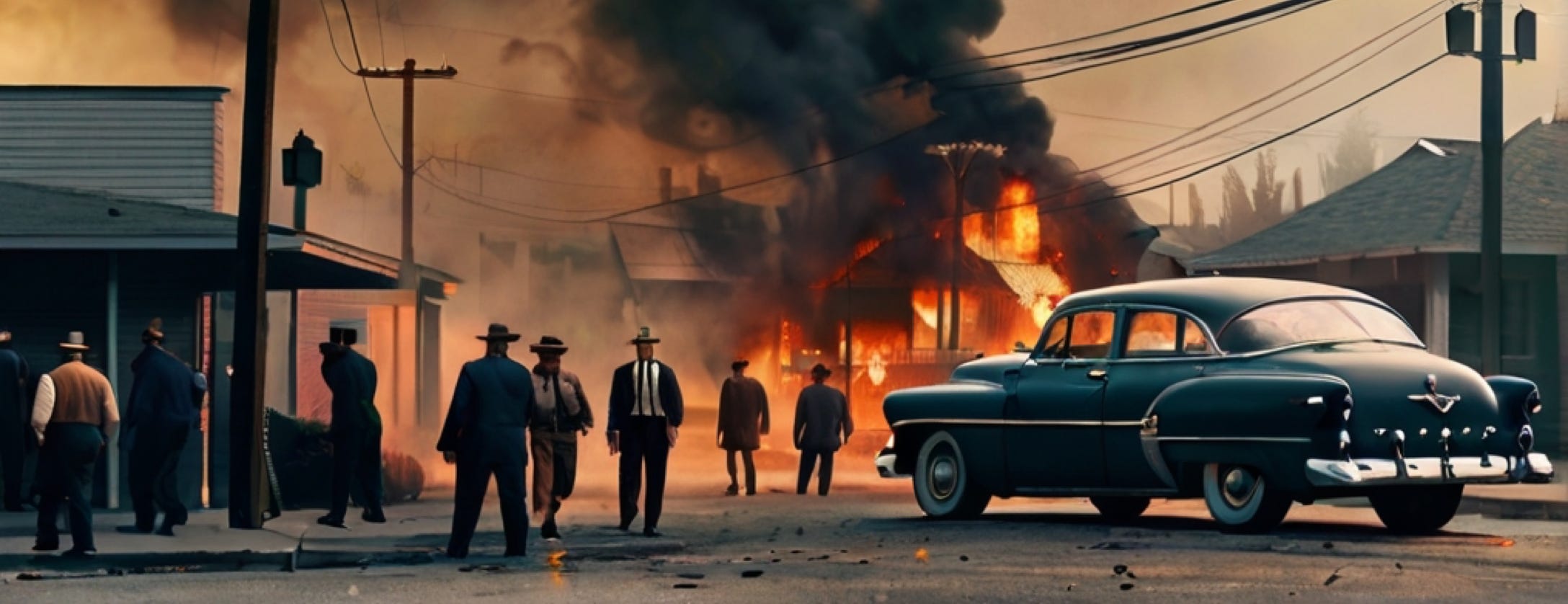 Feuer und Randale in einer US-Kleinstadt in den 1950ern 
